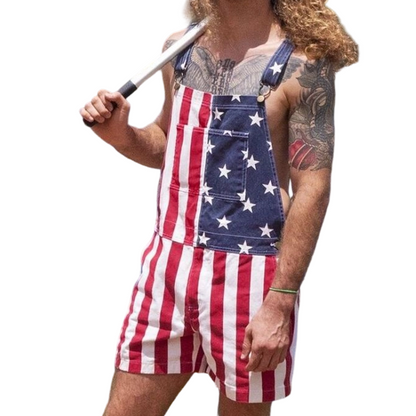 👖 LIMITED-TIME 50% OFF! 🇺🇸 American Flag Overalls Shorts – Unisex, Denim, Adjustable, Patriotic ✨