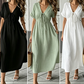 👗 LIMITED-TIME 50% OFF! ✨ Women's Midi Dress – V-Neck Tie-Front, Empire Waist, Flowy, Cotton Blend ☀️
