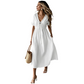 👗 LIMITED-TIME 50% OFF! ✨ Women's Midi Dress – V-Neck Tie-Front, Empire Waist, Flowy, Cotton Blend ☀️