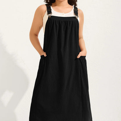 👗 LIMITED-TIME 50% OFF! ✨ Women's Midi Overall Dress – Loose, Pockets, Comfortable, Casual 🍂