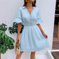 🏖️ LIMITED-TIME 50% OFF! ✨ Elegant Lace Dress – V-Neck, Pleated, Summer, Vacation ✨