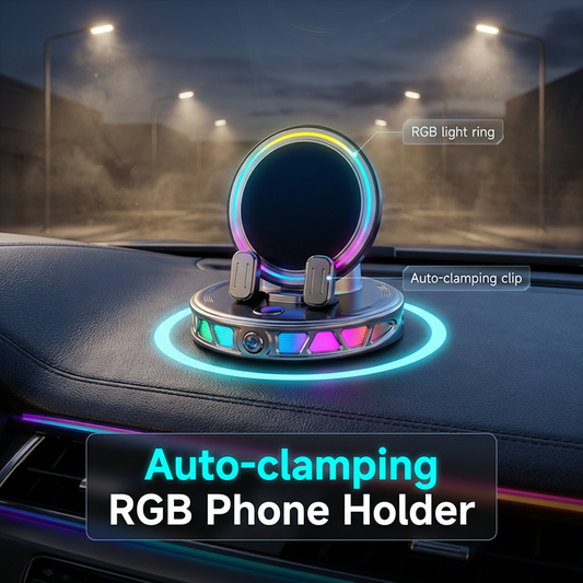 🎉 2026 Sale — Over 50,000 Sold! 🚗 RGB Electric Car Phone Mount with Wireless Charging – Auto-Clamping & 15W Fast Charge ⚡