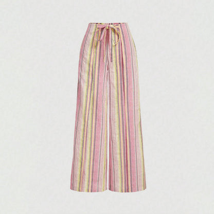 🌊 LIMITED-TIME 50% OFF! ✨ Women's Striped Pants – Wide Leg, Drawstring, Summer, Casual 🩷