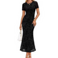 👗 LIMITED-TIME 50% OFF! ✨ Women's Floral Mesh Mermaid Dress – Ruched Waist, Romantic, 7 Colors 🌸