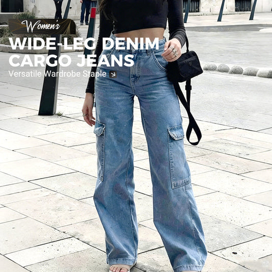 👖 LIMITED-TIME 50% OFF! ✨ Women's Denim Cargo Jeans – Wide Leg, High Waist, Multi-Pocket, Stretch ✨