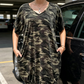 👕 LIMITED-TIME 50% OFF! ✨ Women's T-Shirt Dress – V-Neck, Camo, Pockets, Relaxed Fit, Banded Hem ✨