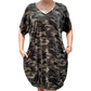 👕 LIMITED-TIME 50% OFF! ✨ Women's T-Shirt Dress – V-Neck, Camo, Pockets, Relaxed Fit, Banded Hem ✨
