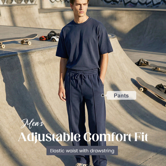 👖 LIMITED-TIME 50% OFF! ✨ Men’s Straight Leg Pants – Elastic Waist, Drawstring, Knit, Casual ✨