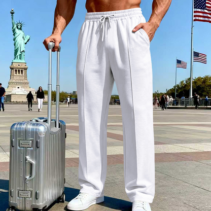 👖 LIMITED-TIME 50% OFF! ✨ Men’s Straight Leg Pants – Elastic Waist, Drawstring, Knit, Casual ✨