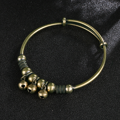 ✨ LIMITED-TIME 50% OFF! ✨ Adjustable Bell Bangle – Vintage Brass, Beads, Jingle, Lightweight 💫