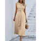 👗 LIMITED-TIME 50% OFF! ✨ Women's Crew Neck Dress – Self-Tie Waist, Sleeveless, Flowing 🍂