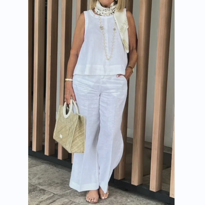 👔 LIMITED-TIME 50% OFF! ✨ Women's 2-Piece Suit – Sleeveless Top, Wide-Leg Pants, Breathable ✨