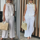 👔 LIMITED-TIME 50% OFF! ✨ Women's 2-Piece Suit – Sleeveless Top, Wide-Leg Pants, Breathable ✨