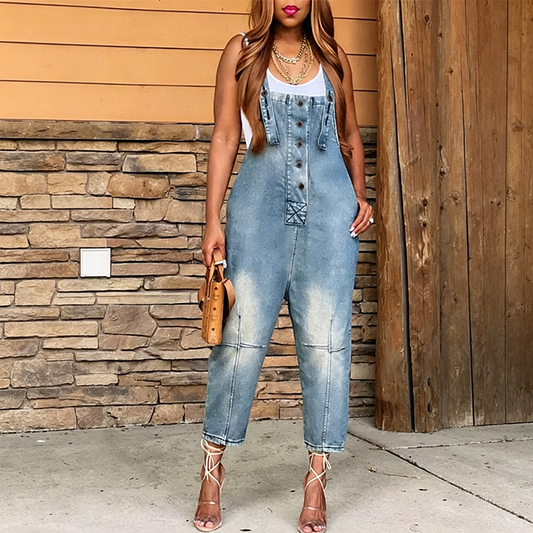 👖 LIMITED-TIME 50% OFF! ✨ Women's Denim Overalls – Button-Front, Tapered, Adjustable Straps ✨