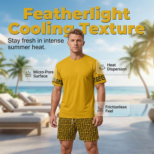 👕 LIMITED-TIME 50% OFF! ✨ Men's Tracksuit Set – Yellow, Graphic, Quick-Dry, Summer ✨