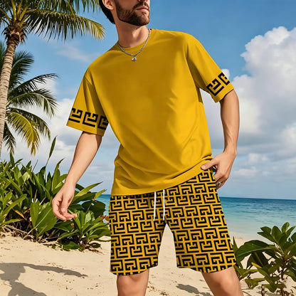 👕 LIMITED-TIME 50% OFF! ✨ Men's Tracksuit Set – Yellow, Graphic, Quick-Dry, Summer ✨