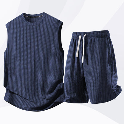 🏀 LIMITED-TIME 50% OFF! ✨ Men's Sportswear Set – Tank Top & Shorts, Waffle Knit, Casual ✨