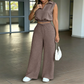 👕 LIMITED-TIME 50% OFF! ✨ Women's 2-Piece Lounge Set – Collared Top, Wide-Leg Pants, 4 Colors 🏠