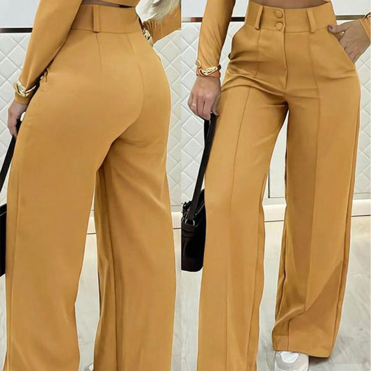 👖 LIMITED-TIME 50% OFF! ✨ Women's High-Waist Wide-Leg Trousers – Flowing, Side Pockets, Versatile 🌟