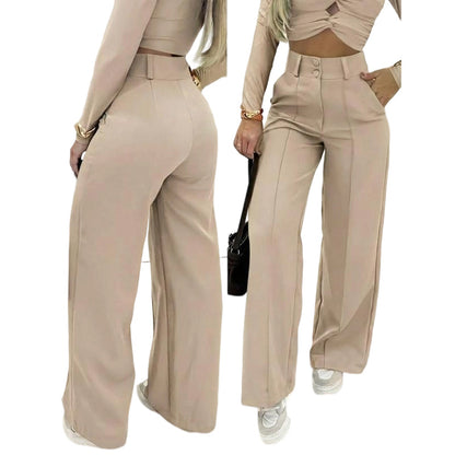 👖 LIMITED-TIME 50% OFF! ✨ Women's High-Waist Wide-Leg Trousers – Flowing, Side Pockets, Versatile 🌟