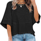🎉 2026 Sale — Over 54,000 Sold! 👚 Women's Solid Color Splicing Loose Five Points Flare Sleeve T-Shirt – Breathable & Flowy 🌸