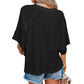 🎉 2026 Sale — Over 54,000 Sold! 👚 Women's Solid Color Splicing Loose Five Points Flare Sleeve T-Shirt – Breathable & Flowy 🌸