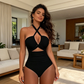👙 LIMITED-TIME 50% OFF! ✨ Women's Criss Cross Halter Swimsuit – Cutout, Tummy Control, Quick-Dry 🌊