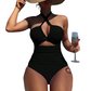 👙 LIMITED-TIME 50% OFF! ✨ Women's Criss Cross Halter Swimsuit – Cutout, Tummy Control, Quick-Dry 🌊