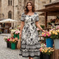 👗 LIMITED-TIME 50% OFF! ✨ Floral Print Midi Dress – Square Neck, Elegant ✨