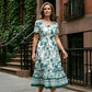 👗 LIMITED-TIME 50% OFF! ✨ Floral Print Midi Dress – Square Neck, Elegant ✨
