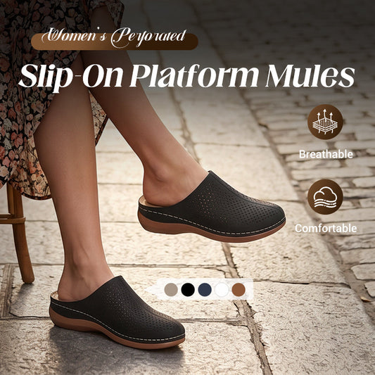 👡 LIMITED-TIME 50% OFF! ✨ Women's Perforated Platform Mules – Slip-On, Comfortable, Chic 🌿