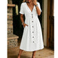 👗 LIMITED-TIME 50% OFF! ☀️ Women's Summer V-Neck Button-Down Dress – Empire Waist, Side Pockets, Breathable 🌸