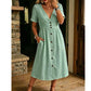 👗 LIMITED-TIME 50% OFF! ☀️ Women's Summer V-Neck Button-Down Dress – Empire Waist, Side Pockets, Breathable 🌸