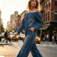 👖 LIMITED-TIME 50% OFF! ✨ Off-Shoulder Denim Jumpsuit – Wide-Leg, Chic, Casual ✨