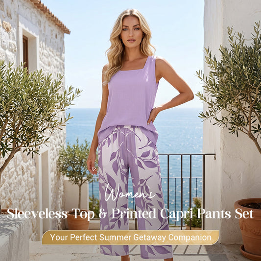 👕 LIMITED-TIME 50% OFF! ✨ Sleeveless Top & Printed Capri Pants Set – Casual, Chic ✨