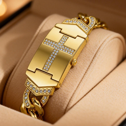 💎 LIMITED-TIME 50% OFF! ✨ Crystal Cross Watch – Geometric Dial, Metal Strap ✨