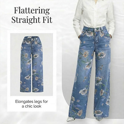 👖 LIMITED-TIME 50% OFF! ✨ Women's Floral Print Jeans – Straight-Leg, Denim, Elegant ✨