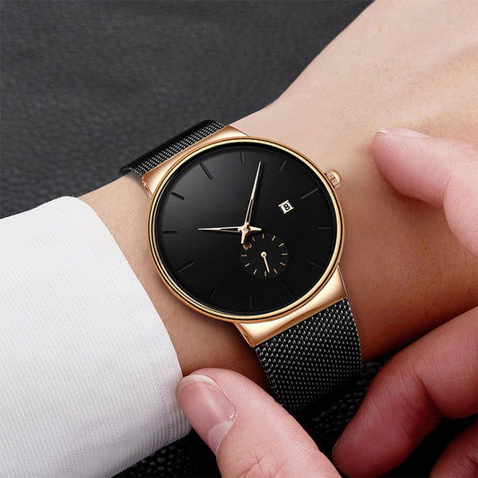 ⌚ LIMITED-TIME 50% OFF! ✨ Men's Minimalist Quartz Watch – Waterproof, Stainless Steel Mesh ✨