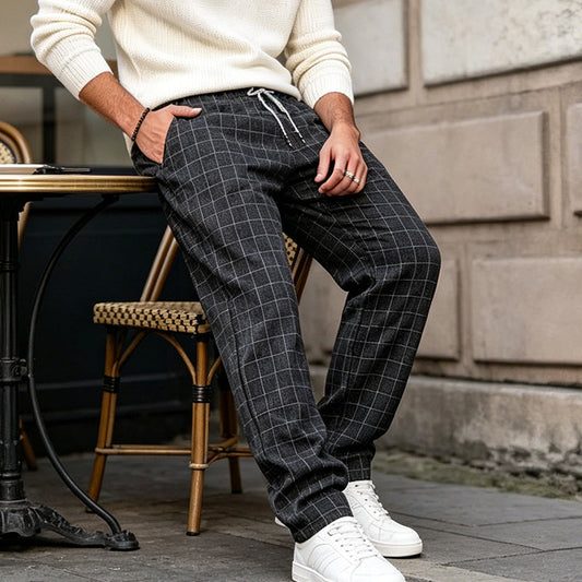 👖 LIMITED-TIME 50% OFF! ✨ Men's Plus Size Plaid Trousers – Drawstring, Relaxed Fit, Big & Tall 🌲