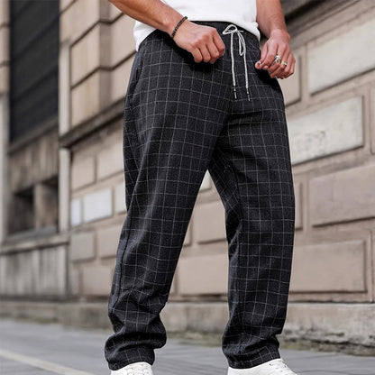 👖 LIMITED-TIME 50% OFF! ✨ Men's Plus Size Plaid Trousers – Drawstring, Relaxed Fit, Big & Tall 🌲
