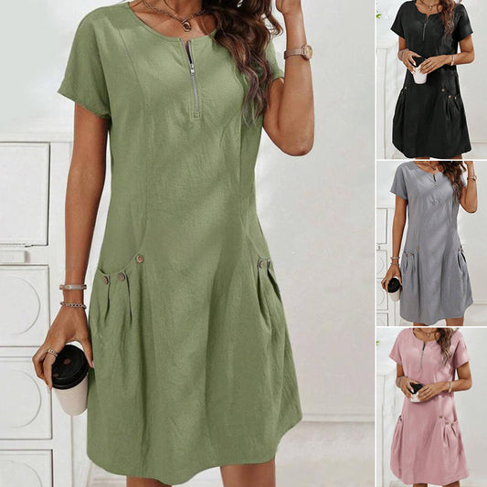 👗 LIMITED-TIME 50% OFF! 🌸 Women's Half-Zip Button Pocket Dress – Modern Detail, Flattering Fit, All-Day Comfort ✨
