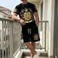 👑 LIMITED-TIME 50% OFF! ✨ Men's Gold Crest Print Set – T-Shirt & Shorts, Luxe Casual ✨