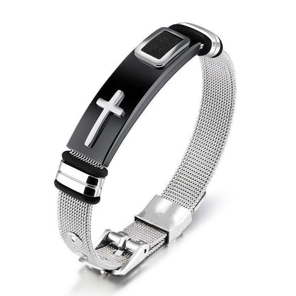 ✝️ LIMITED-TIME 50% OFF! ✨ Men's Stainless Steel Cross Bracelet – Durable, Adjustable, Meaningful ✨
