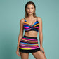 👙 LIMITED-TIME 50% OFF! ✨ Women's Striped Two-Piece Swimsuit – Wrap Top, High-Waist, Ruffle 🌊