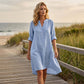 👗 LIMITED-TIME 50% OFF! ✨ Women's V-Neck Tunic Dress – Button Down, 12 Colors, Plus Size 🌸