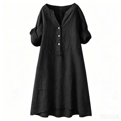 👗 LIMITED-TIME 50% OFF! ✨ Women's V-Neck Tunic Dress – Button Down, 12 Colors, Plus Size 🌸