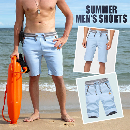 🩳 LIMITED-TIME 50% OFF! ✨ Men's Color-Block Shorts – Drawstring, Cotton Blend, Casual ✨