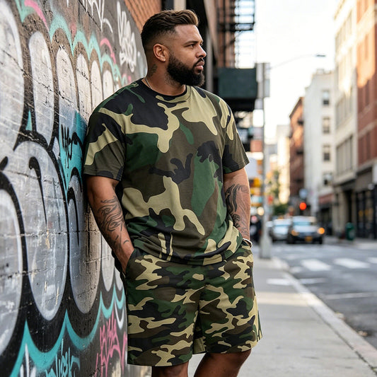 🎯 LIMITED-TIME 50% OFF! ✨ Men's Camo Print T-Shirt & Shorts Set – Coordinated, Relaxed, Breathable 🌿