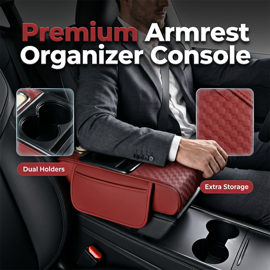🚗 LIMITED-TIME 50% OFF! ✨ Car Armrest Storage Box – Organizer, Cup Holder, Quilted ✨