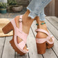 👡 LIMITED-TIME 50% OFF! ✨ Women's Criss-Cross Strap Platform Sandals – Chunky Heel, Adjustable, Non-Slip
